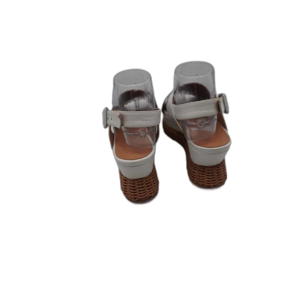 Paloma Barcelò White Sandals Wedges with crisscross traps Woven texture. Size 40